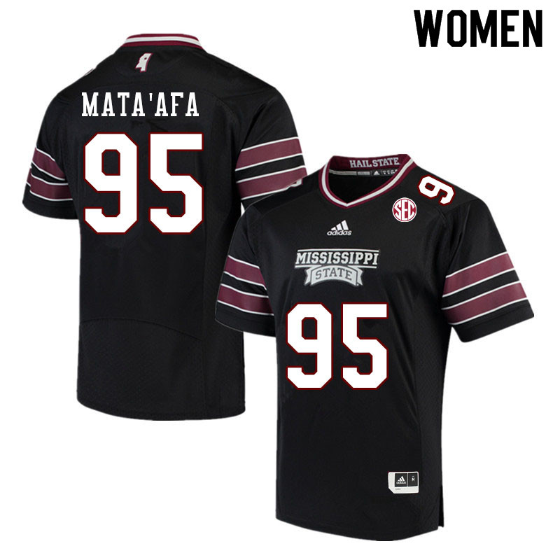 Women #95 Matai Mata'afa Mississippi State Bulldogs College Football Jerseys Sale-Black